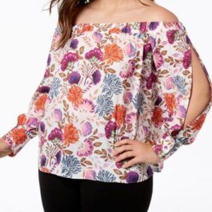 INC Women's Plus Off the Shoulder Split Sleeve Floral Top - Sz 2X - NEW w/ TAGS